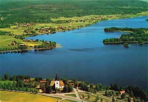 AK / Ansichtskarte  Dalarna_Sweden Svaerdsjon och Svardsjoe kyrka oesterbyn i bakgrunden Flygfoto