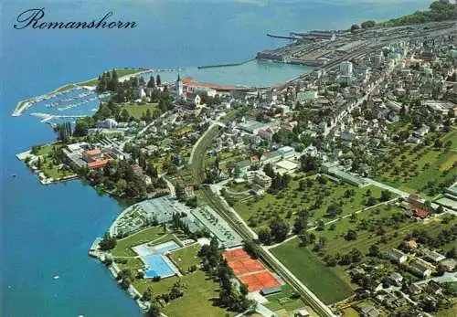 AK / Ansichtskarte  ROMANSHORN_TG Fliegeraufnahme mit Schwimmbad am Bodensee