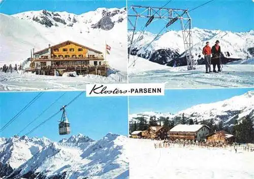 AK / Ansichtskarte  Parsennhuette_2205m_Davos_GR Skilift Parsenn Furka Luftseilbahn Klosters Gotschnagrat mit Silvretta Skihaeuser Klostersee Schwendi