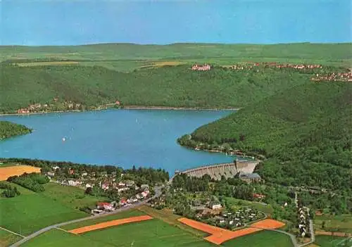 AK / Ansichtskarte  Edersee_Edertal_Hessen Fliegeraufnahme mit Schloss und Stadt Waldeck