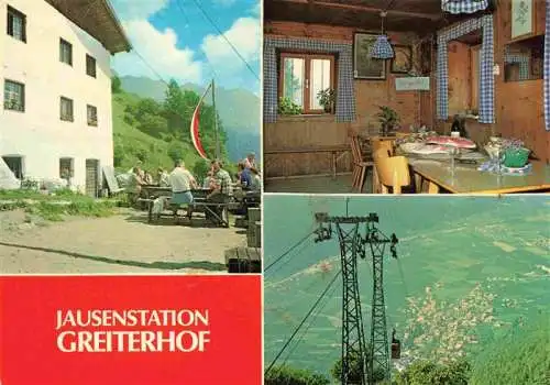 AK / Ansichtskarte 73993601 Nassereith_Tirol_AT Jausenstation Greiterhof Gaststube Freiterrasse Luftseilbahn