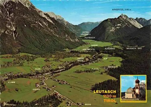 AK / Ansichtskarte 73993666 Leutasch_Tirol_AT Fliegeraufnahme mit Kirche