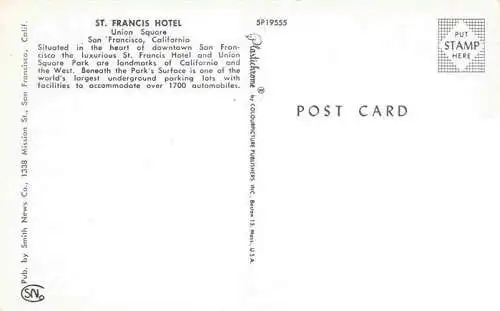 AK / Ansichtskarte  SAN_FRANCISCO_California_USA St Francis Hotel Union Square