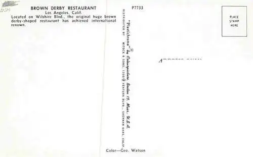 AK / Ansichtskarte 73993824 LOS_ANGELES_California_USA Brown Derby Restaurant