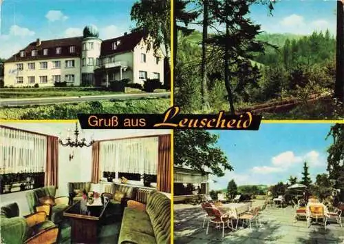 AK / Ansichtskarte  Leuscheid Kurheim Westerwald Gastraum Terrasse Panorama