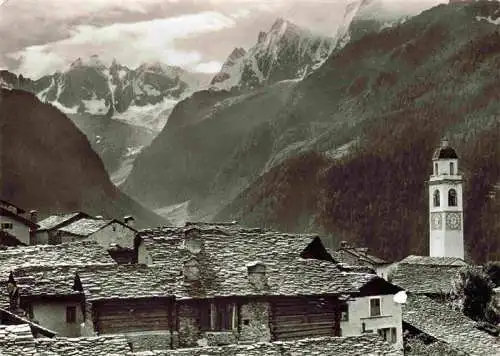 AK / Ansichtskarte  Soglio_Maloja_GR Kirche Scioragruppe Cengalo und Piz Badile