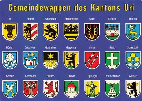 AK / Ansichtskarte  Uri_Kanton_UR Gemeindewappen des Kantons Uri