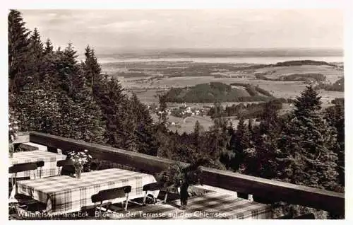 AK / Ansichtskarte  Eisenaerzt Klosterberggasthof Maria Eck Blick von der Terrasse zum Chiemsee