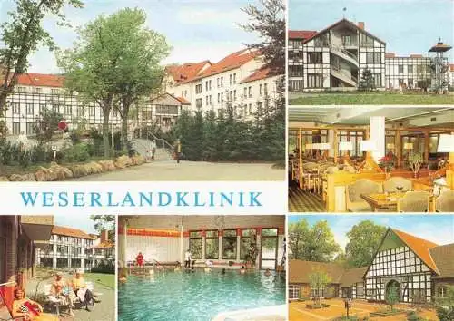 AK / Ansichtskarte  Vlotho Weserlandklinik Gastraeume Terrasse Hallenbad