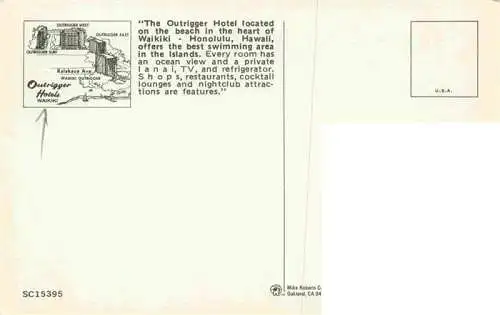 AK / Ansichtskarte  Waikiki_Honolulu_Hawaii_USA The Outrigger Hotel Strand