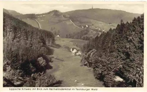 AK / Ansichtskarte 73994117 Lippische_Schweiz_Detmold_NRW mit Blick zum Hermannsdenkmal im Teutoburger Wald