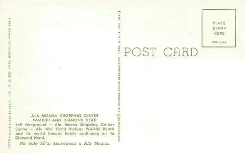 AK / Ansichtskarte 73994195 Waikiki_Honolulu_Hawaii_USA Fliegeraufnahme Ala Moana Shopping Center