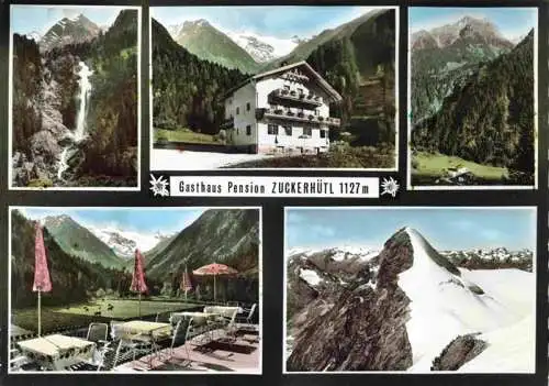 AK / Ansichtskarte 73994258 Neustift__Stubaital_Tirol_AT Gasthaus Pension Zuckerhuetl Terrasse Gebirgspanorama Wasserfall