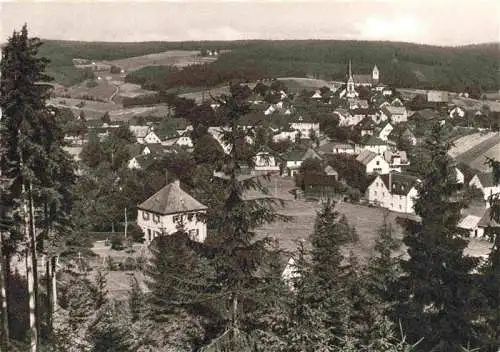 AK / Ansichtskarte 73994259 Bischofsgruen Panorama Hoehenluftkurort im Fichtelgebirge Blick vom Huegelfelsen Kupfertiefdruck