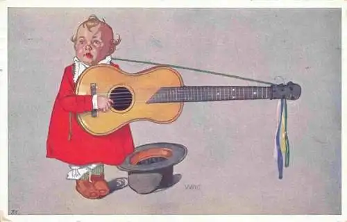 AK / Ansichtskarte 73994277 Verlag_BKWI_Verlag_B.K.W.I._Nr. 452/2 Kind Gitarre Hut