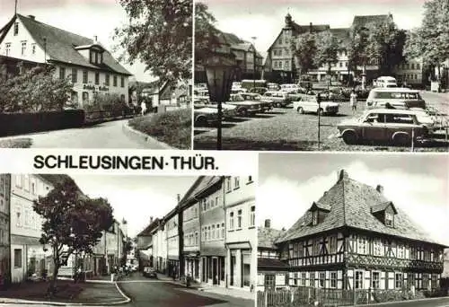 AK / Ansichtskarte  Schleusingen Gaststaette Schloss Keller Markt Bertholdstrasse Hist Fachwerkhaus