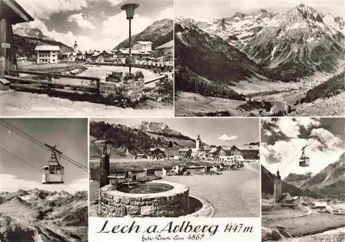 AK / Ansichtskarte  Lech_Vorarlberg_AT Teilansichten Panorama Brunnen Seilbahn