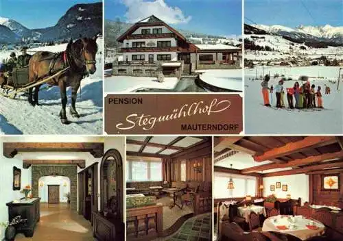 AK / Ansichtskarte  Mauterndorf_AT Pension Stegmuehlhof Pferdeschlitten Skikurs Gastraeume