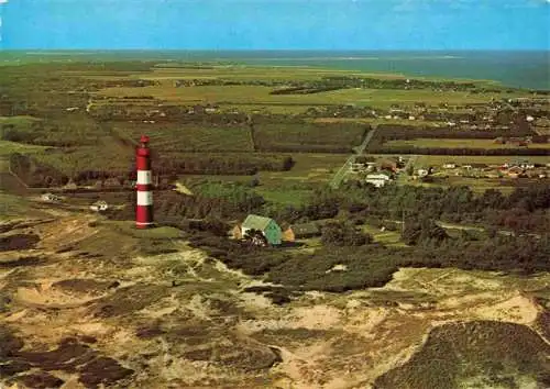 AK / Ansichtskarte  Amrum_Insel_Nebel_Nordfriesland Leuchtturm mit Sueddorf Nebel und Norddorf