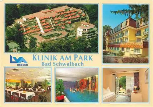 AK / Ansichtskarte 73994773 BAD_SCHWALBACH Fliegeraufnahme Klinik am Park der LVA Hessen Speisesaal Hallenbad Zimmer