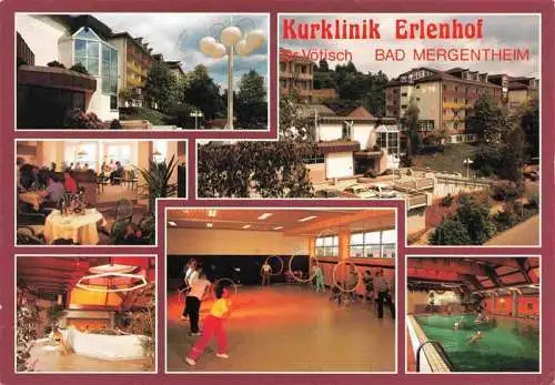 AK / Ansichtskarte 73994789 BAD_MERGENTHEIM Kurklinik Erlenhof Gastraeume Sporthalle Hallenbad