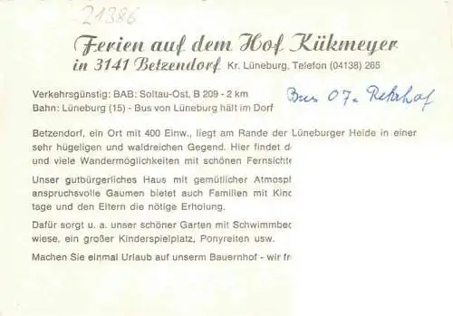 AK / Ansichtskarte  Betzendorf__Lueneburg Ferien auf dem Hof Kuekmeyer