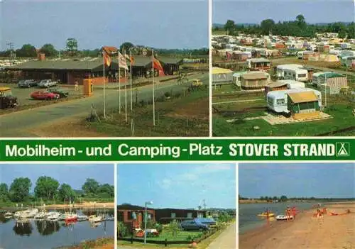 AK / Ansichtskarte  Drage_Elbe Mobilheim und Campingplatz Stover Strand Bootshafen Bungalows Strandpartie