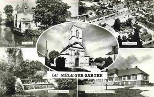 AK / Ansichtskarte  Le_Mele-sur-Sarthe La Laiterie Cascade de la Piscine Eglise Vue d'ensemble Groupe Scolaire Maurice Gerard