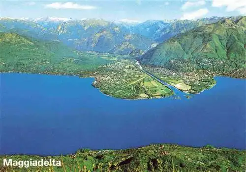 AK / Ansichtskarte  Ascona_Lago_Maggiore_TI Maggiadelta und Lago Maggiore im Vordergrund Gerra Gambarogno und S. Nazarro