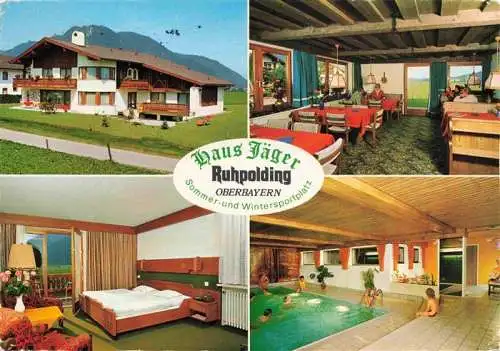 AK / Ansichtskarte 73995094 Ruhpolding Haus Jaeger Hotel garni Gaststube Zimmer Hallenbad