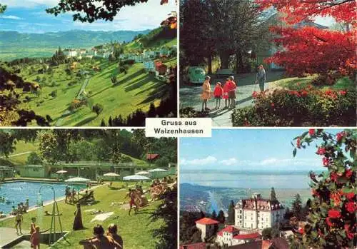 AK / Ansichtskarte  Walzenhausen_AR Vorarlbergblick Kirchplatz Schwimmbad Kurhaus mit Rheineck und Bodensee