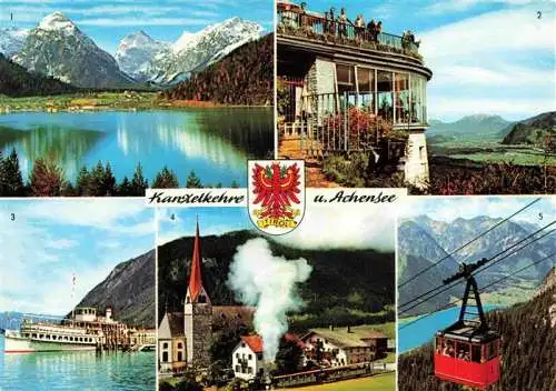 AK / Ansichtskarte  Achensee_Tirol_AT Kanzelkehre Kaisergebirge Dampfer Stadt Innsbruck Notburgakirche in Eben Achenseebahn Rofanseilbahn