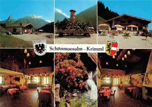 AK / Ansichtskarte 73995129 Krimml_1076m_Pinzgau_AT Schoenmoosalm an der neuen Gerlosstrasse Gastraeume Terrasse