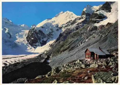 AK / Ansichtskarte  Bovalhuette_SAC_2495m_Morteratsch_GR mit Biancograt Piz Bernina und Crast Aguezza