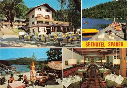 AK / Ansichtskarte 73995176 Eppan_Bolzano_Suedtirol_IT Seehotel Sparer Terrasse Gastraum Bootssteg