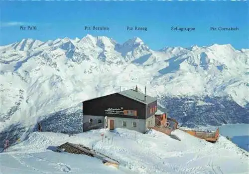 AK / Ansichtskarte  Corvigliabahn_St_Moritz_GR Endstation der Luftseilbahn mit Berninagruppe