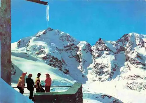 AK / Ansichtskarte  Diavolezzahuette_2973m_Bernina_GR mit Piz Bernina und Piz Morteratsch