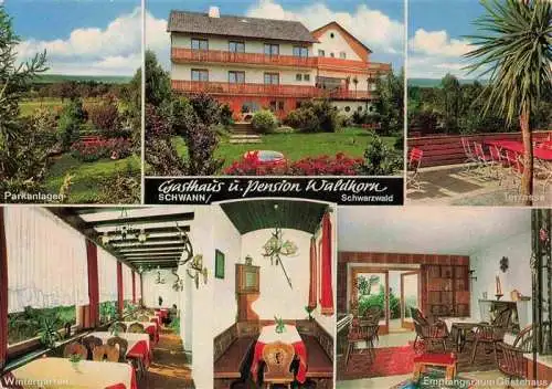 AK / Ansichtskarte  Schwann_Straubenhardt Parkanlagen Gasthaus Pension Waldhorn Terrasse Wintergarten Empfangsraum Gaestehaus