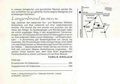 AK / Ansichtskarte  Langenbrand_Schoemberg_BW Gasthaus Zum gruenen Baum Gastraeume