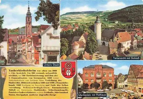 AK / Ansichtskarte  Tauberbischofsheim Untere Stadt Teilansicht mit Schloss Marktplatz Rathaus