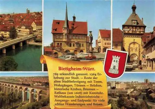 AK / Ansichtskarte 73995344 Bietigheim-Bissingen_Enz_BW Bruecke Kirche Brunnen Viadukt Stadttor