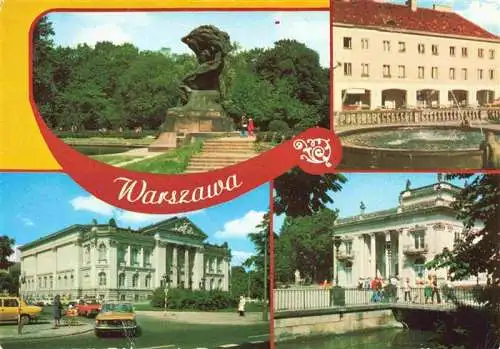 AK / Ansichtskarte 73995368 WARSZAWA_Warschau_PL Pomnik Fryderyka Chopina w Lazienskach Rynek Mariensztacki Gmach Zachety Palac w Lazienkach