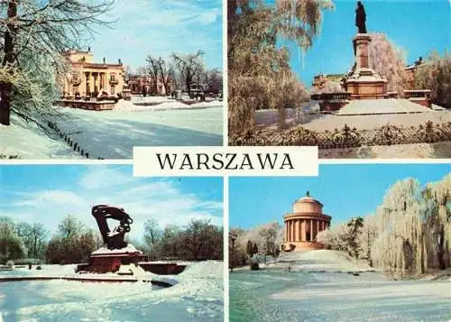 AK / Ansichtskarte 73995369 WARSZAWA_Warschau_PL Palac w Lazienkach Pomnik Adama Mickiewicza Pomnik Fryderyka Chopina w Parku Lzienkowskim Ogrod Saski