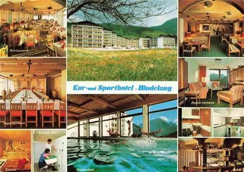AK / Ansichtskarte  HINDELANG_Oberallgaeu Kur und Sporthotel Hindelang Restaurant Tagungsraum Sauna Hallenbad Halle Appartemenet