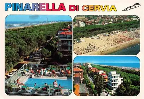 AK / Ansichtskarte 73995592 Pinarella_di_Cervia_IT Panorama Pool Strand Fliegeraufnahme Teilansicht