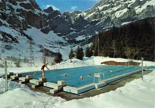 AK / Ansichtskarte  Leukerbad_Loueche-les-Bains_VS Schwimmbad im Winter