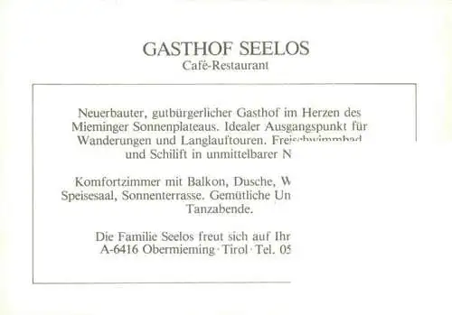 AK / Ansichtskarte  Obermieming_Tirol_AT Gasthof Seelos