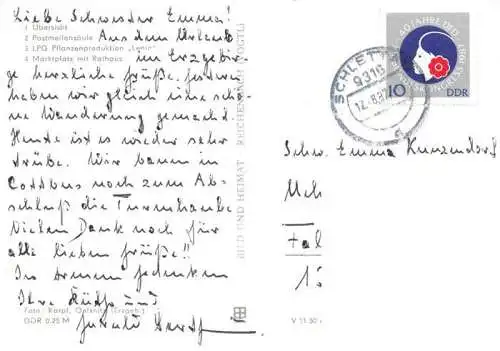 AK / Ansichtskarte  Schlettau_Erzgebirge Panorama Postmeilensaeule LPG Pflanzenproduktion Lenin Marktplatz mit Rathaus
