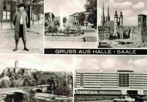 AK / Ansichtskarte  HALLE__SAALE Hallore Theater des Friedens Giebichenstein Marktplatz Interhotel Stadt Halle