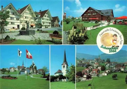 AK / Ansichtskarte  Stein_AR Teilansichten Kirche Appenzeller Schaukaeserei Schauchaesi Staeae